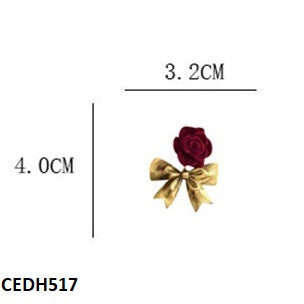 CEDH517 ZHL Flower/Bow Drop Earrings Pair  - CEDH