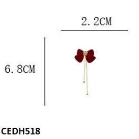 CEDH518 ZHL Bow/Tassel Drop Earrings Pair  - CEDH