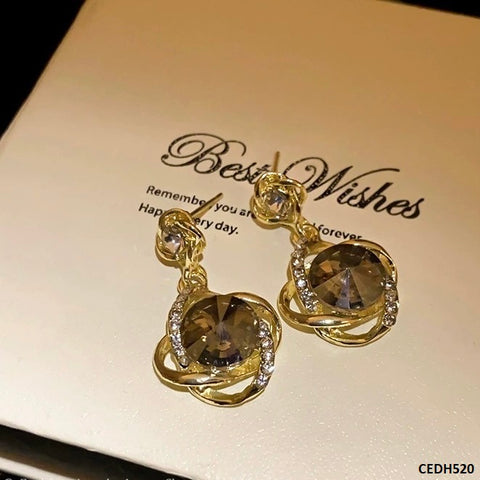 CEDH520 LSH Curved Layer Round Drop Earrings  - CEDH