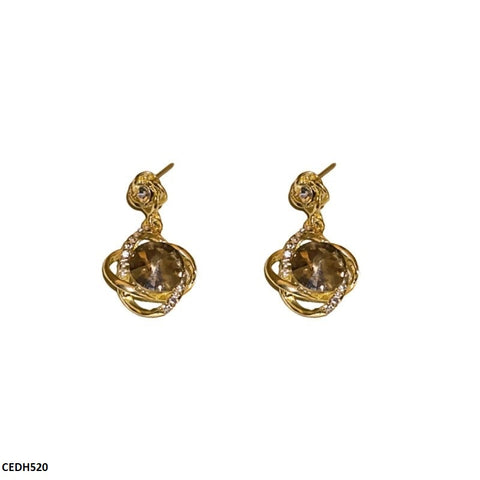 CEDH520 LSH Curved Layer Round Drop Earrings  - CEDH