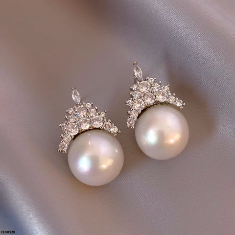 CEDH528 ZCD Crown Pearl Drop Earrings  - CEDH