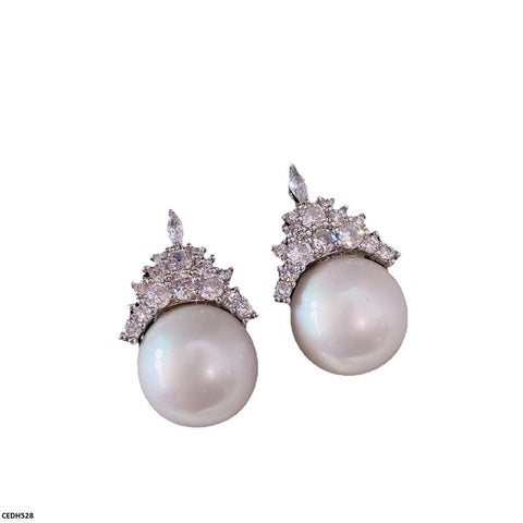 CEDH528 ZCD Crown Pearl Drop Earrings  - CEDH