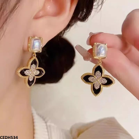CEDH534 SIQ Flower Drop Earrings  - CEDH