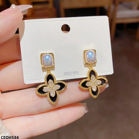 CEDH534 SIQ Flower Drop Earrings  - CEDH