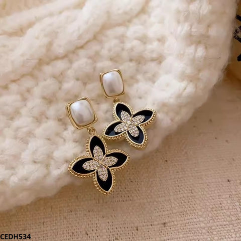 CEDH534 SIQ Flower Drop Earrings  - CEDH