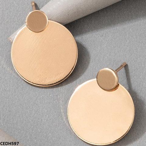 CEDH597 YYE Round Plain Earrings - CEDH