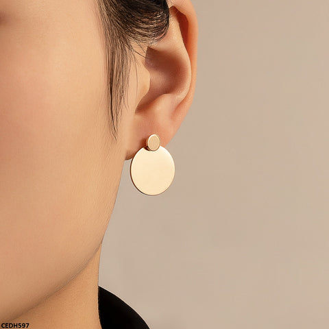 CEDH597 YYE Round Plain Earrings - CEDH