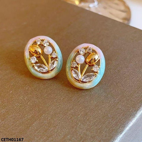 CETH01167 LSH Oval Flower Tops Pair - CETH