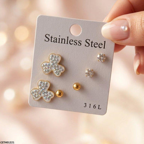 CETH01221 XAS Clover/Round Stainless Steel 3 Tops Pairs - CETH