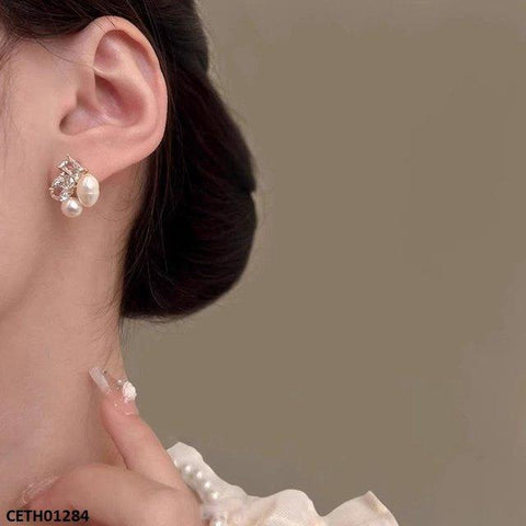 CETH01284 SYB Oval Stone Pearl Tops Pair - CETH