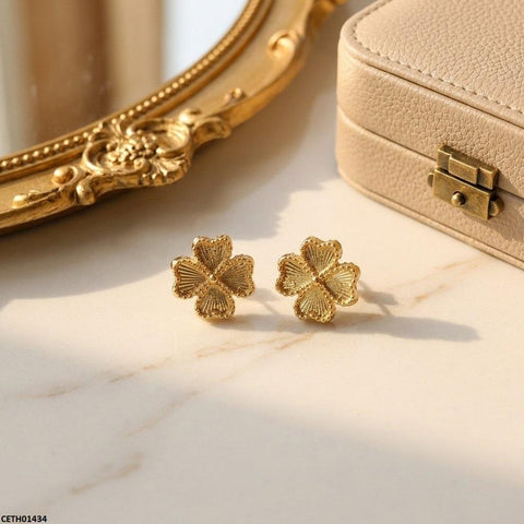 CETH01434 ZCD Stainless Steel Heart Flower Tops Pair - CETH