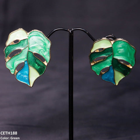 CETH188 ZLX Painted Leaf Studs - CETH