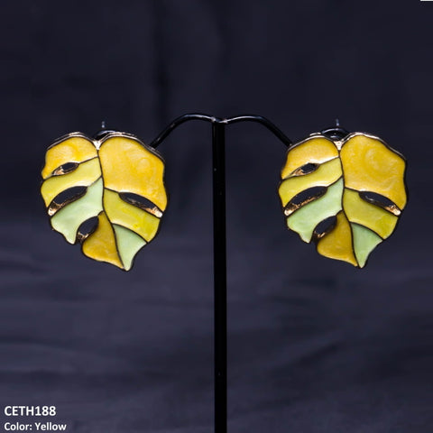 CETH188 ZLX Painted Leaf Studs - CETH
