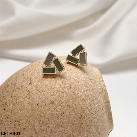 CETH401 YYZ Painted 3 Baguette Triangle Stud Tops Pair - CETH