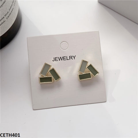 CETH401 YYZ Painted 3 Baguette Triangle Stud Tops Pair - CETH