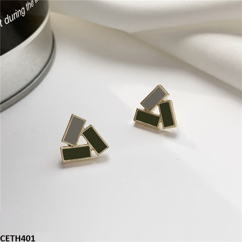 CETH401 YYZ Painted 3 Baguette Triangle Stud Tops Pair - CETH