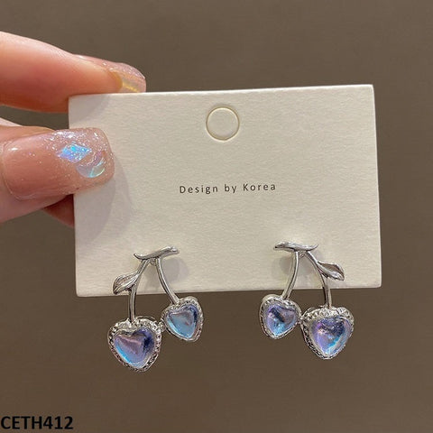 CETH412 XST Shine Heart Cherry Stud Tops Pair - CETH