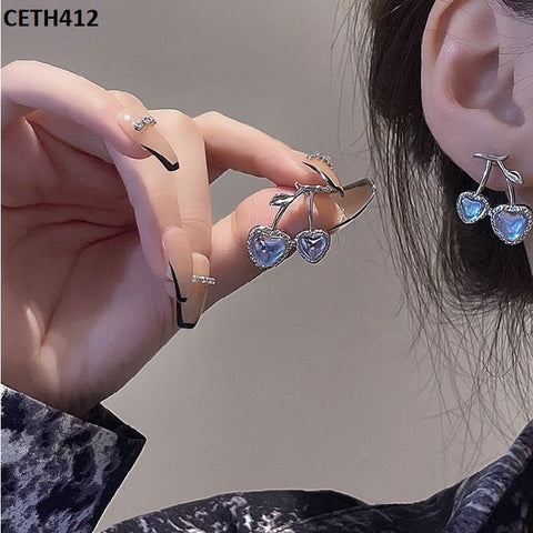 CETH412 XST Shine Heart Cherry Stud Tops Pair - CETH