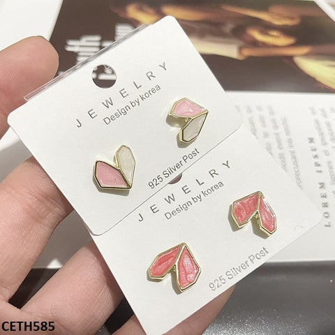 CETH585 YHC Heart Ear Tops Pair - CETH