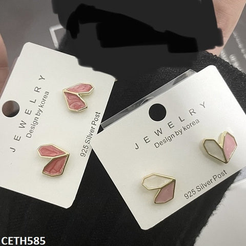 CETH585 YHC Heart Ear Tops Pair - CETH