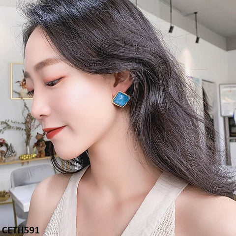 CETH591 YHC Aqua Frame Ear Tops Pair - CETH
