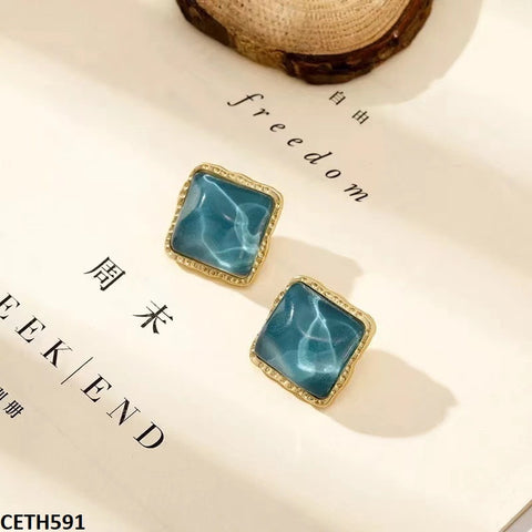 CETH591 YHC Aqua Frame Ear Tops Pair - CETH