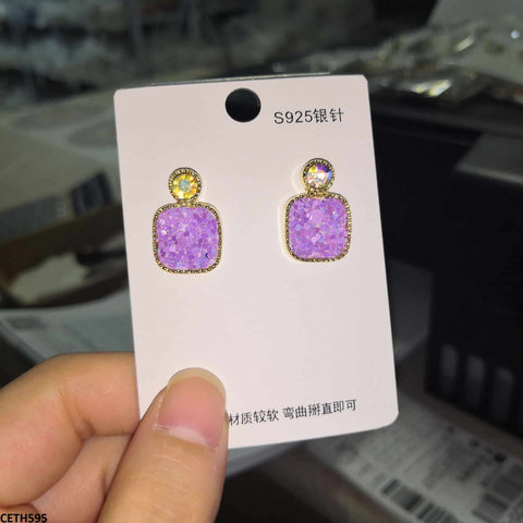 CETH595 YHC Crystals Square Ear Tops Pair - CETH