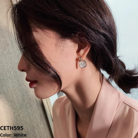 CETH595 YHC Crystals Square Ear Tops Pair - CETH