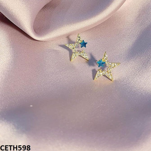 CETH598 BTO Half Star Ear Tops Pair - CETH