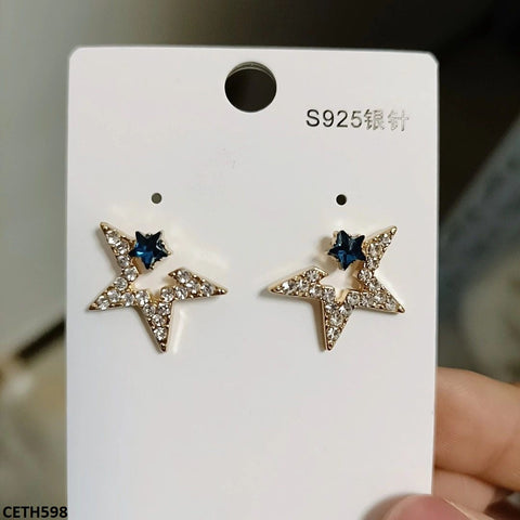 CETH598 BTO Half Star Ear Tops Pair - CETH