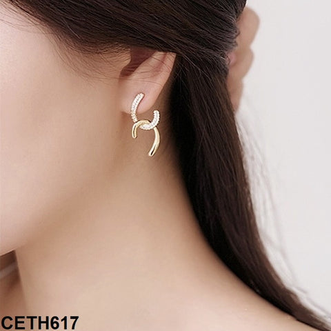 CETH617 YQG Double Pave Ear Tops Pair - CETH