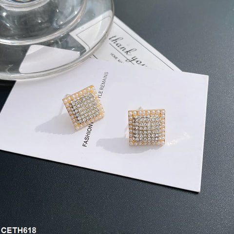 CETH618 YQG Square Ear Tops Pair - CETH