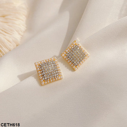 CETH618 YQG Square Ear Tops Pair - CETH