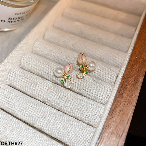 CETH627 LSH Rose Ear Tops Pair - CETH