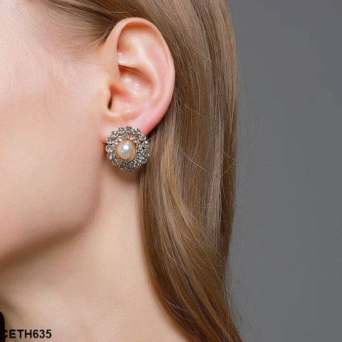 CETH635 QWN Flower Ear Tops Pair - CETH