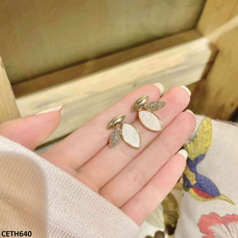 CETH640 BTO Painted Leafs Stud Tops Pair - CETH