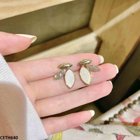 CETH640 BTO Painted Leafs Stud Tops Pair - CETH