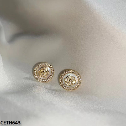 CETH643 BTO Round Flower Stud Tops Pair - CETH