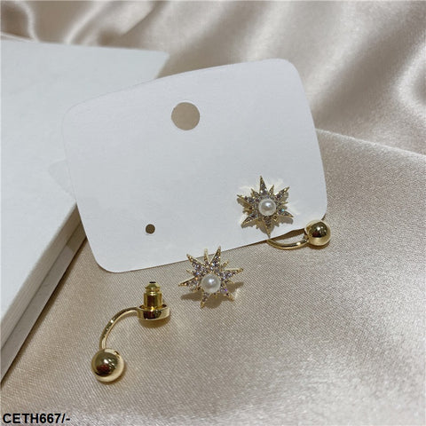 CETH667 ZCD Star Pearl Ear Tops Pair - CETH