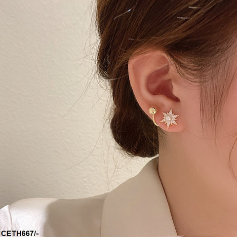 CETH667 ZCD Star Pearl Ear Tops Pair - CETH
