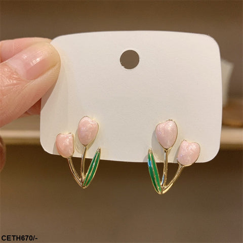 CETH670 ZCD Heart Leaf Ear Tops Pair - CETH