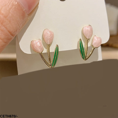 CETH670 ZCD Heart Leaf Ear Tops Pair - CETH