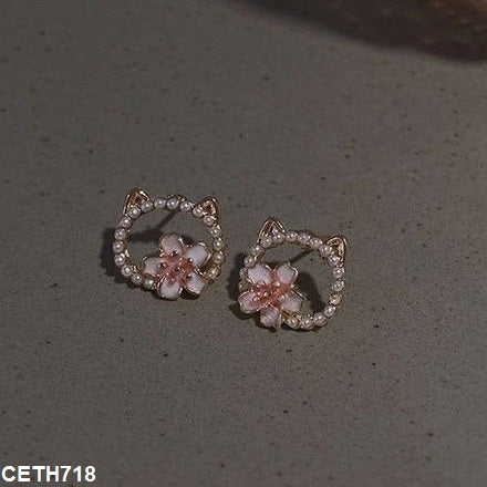 CETH718 YYZ Round Pearl Flower Tops Pair - CETH