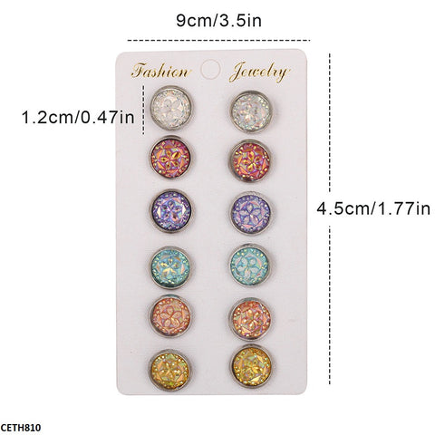 CETH810 JMN Round Stud Tops 6 Pair - CETH