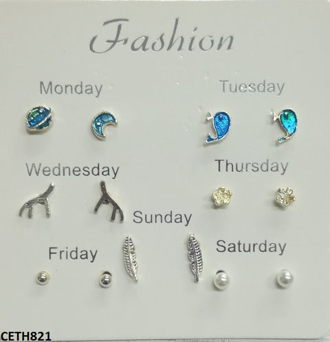 CETH821 LQP Fish/Moon/Star 7 Stud Tops Pair - CETH
