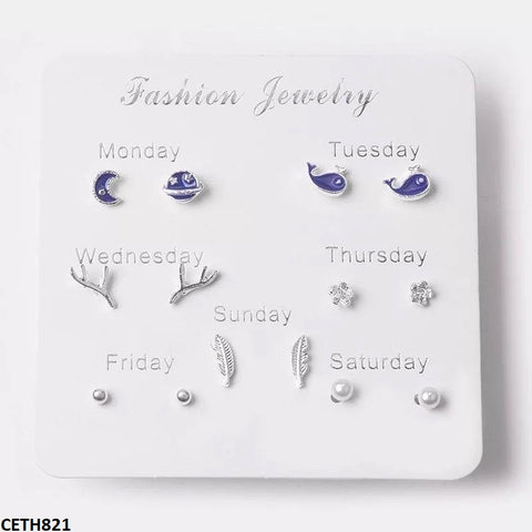 CETH821 LQP Fish/Moon/Star 7 Stud Tops Pair - CETH