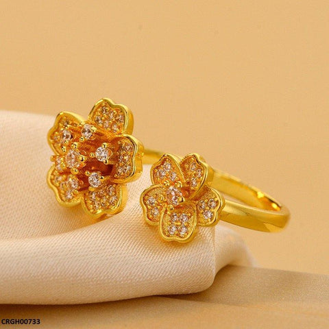 CRGH00733 ZFQ Double Flower Ring Adjustable - CRGH