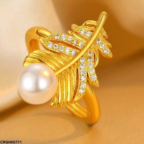 CRGH00771 ZFQ Leaf Pearl Ring Adjustable - CRGH