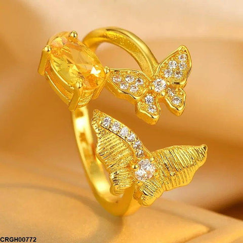 CRGH00772 ZFQ Double Butterfly Stone Ring Adjustable - CRGH