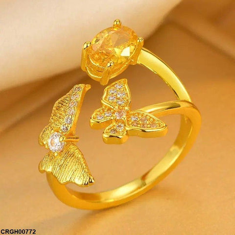 CRGH00772 ZFQ Double Butterfly Stone Ring Adjustable - CRGH
